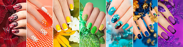 istock Rainbow collection of nail designs. 621989406