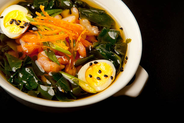 istock Japanese soup with shrimp and seaweed 621990718