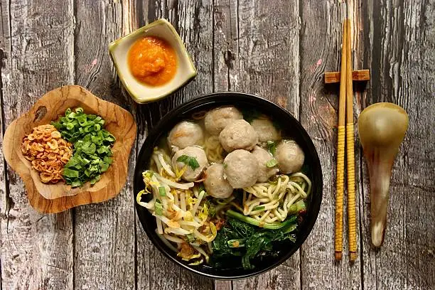 Photo of Mie Bakso, the Indonesian Noodles and Meatballs Soup