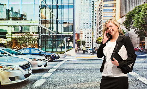 istock Smiling businesswoman talking on phone 621991852