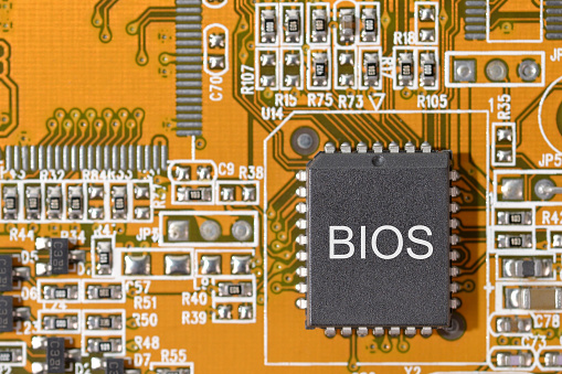 close up bios (basic in put oup put system) on circuit