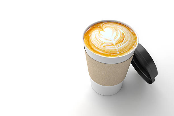istock Paper cup of coffee latte on white background. 621995472