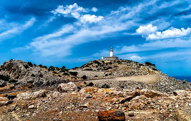 Lighthouse at Cape Formentor in the Coast of North Mallorca, Spain ( Balearic Islands )
