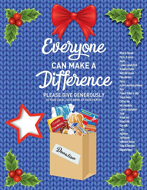 Vector illustration of Knitted Sweater Food Bank Donation Collection Poster