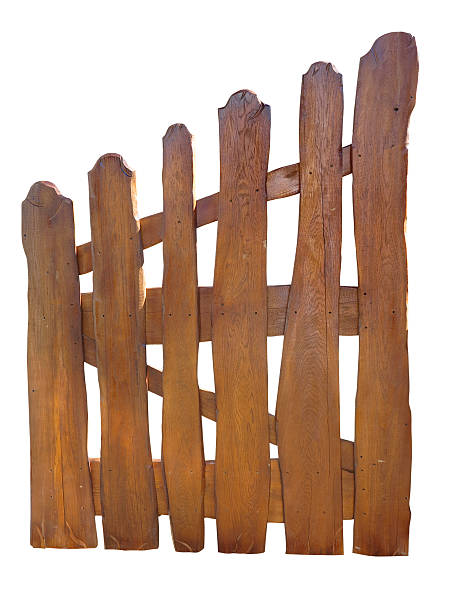 istock Wooden fence at ranch isolated over white 621998756