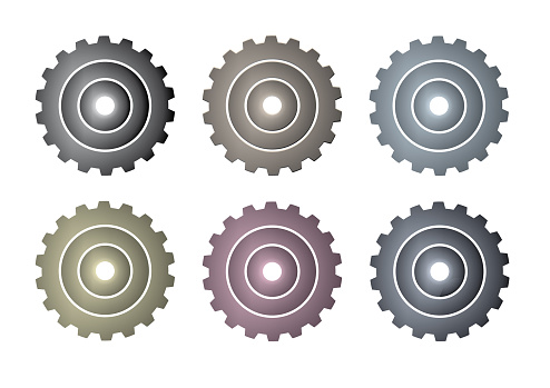 gear in different metallic colours