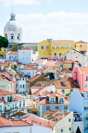 Buildings in Lisbon, Portugal, including the 