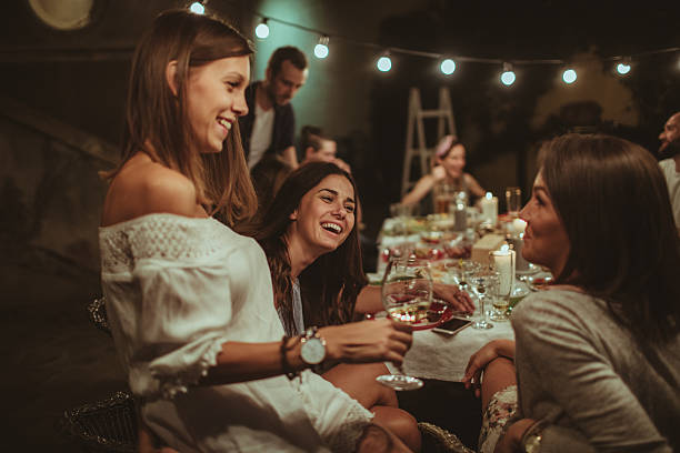 istock Smiling friends at the dinner party 622000644