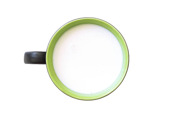 シンプルなガラスでミルクグリーンとホワイト。 - food white caucasian color image ストックフォトと画像