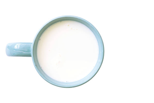 istock glass milk blue and white in simple glass. 622002308