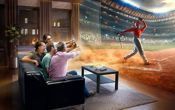 istock Adults watching very realistic Baseball game at home 622003996