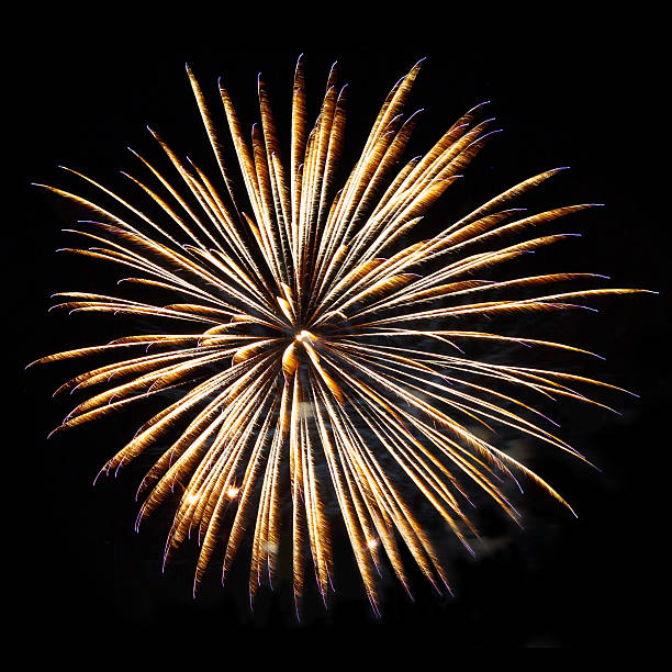 istock element of fireworks yellow-gold color isolated on black 622008508