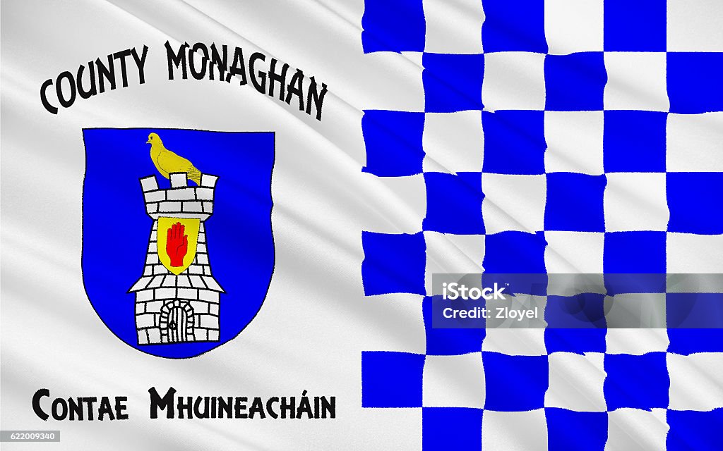 Flag of County Monaghan is a county in Ireland Flag of County Monaghan is a county in Ireland. It is part of the Border Region and is in the province of Ulster. Backgrounds Stock Photo