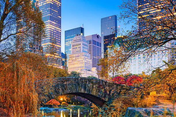 central park outono  - lagoa veneziana - fotografias e filmes do acervo