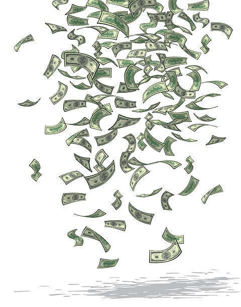 Money Shower Vector illustration of money raining from above. pennies from heaven stock illustrations