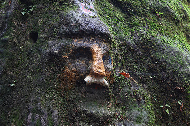 istock Dwarf face carved in the rock 622012090