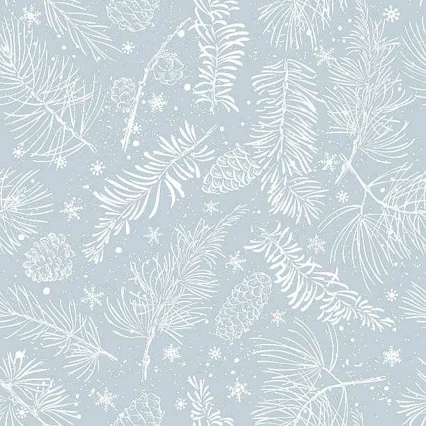 seamless pattern with branches. christmas and new year background. - winter stock illustrations