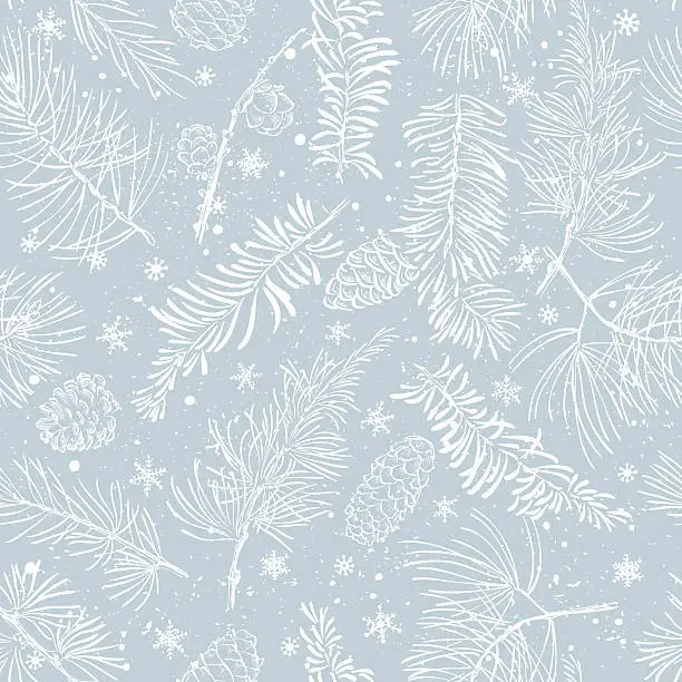 Vector illustration of Seamless pattern with branches. Christmas and New Year background.