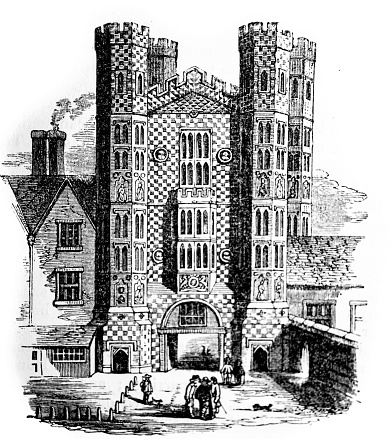 An image of  Holbein's Gate of Whitehall Palace from an 1893 antique book \