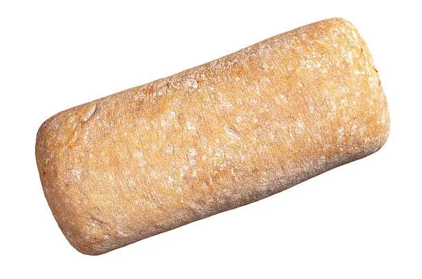 White ciabatta bread isolated on white background