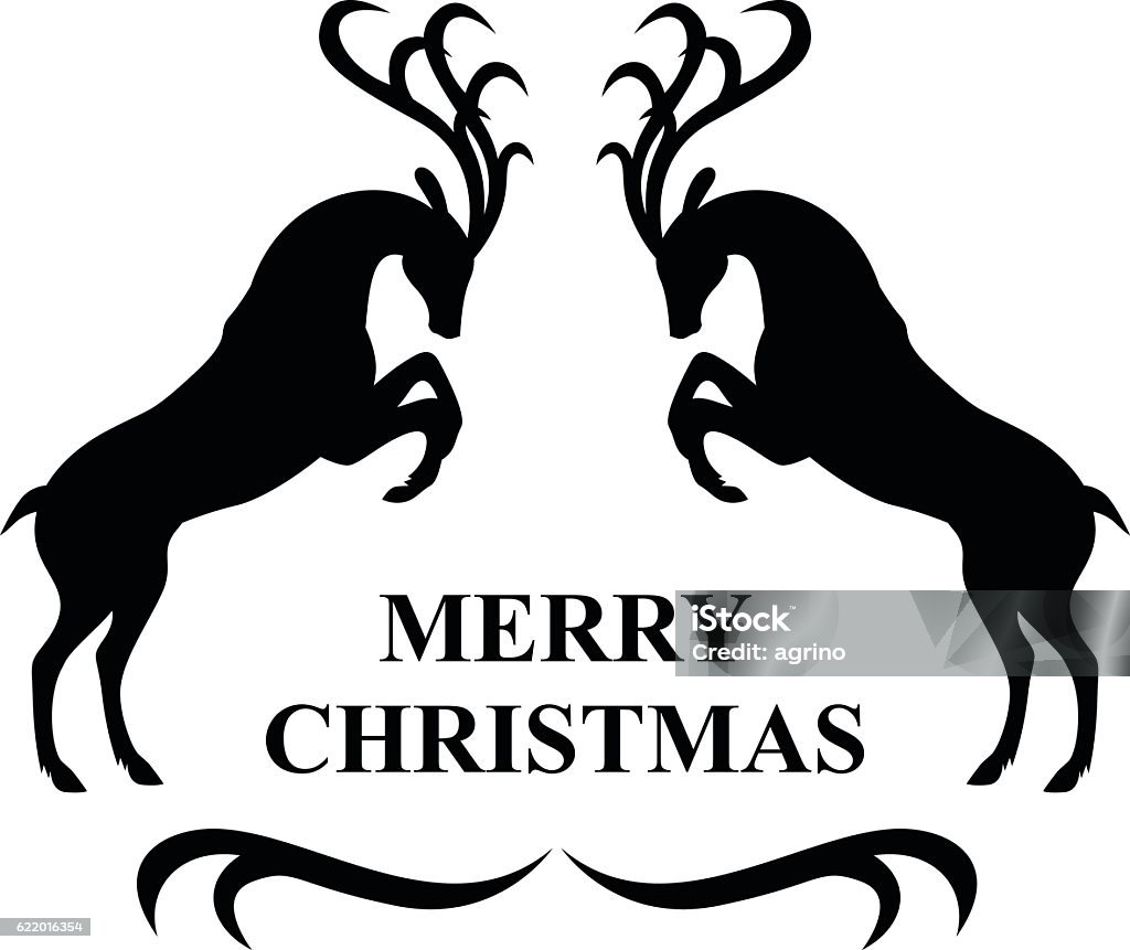 Merry Christmas deer card Vector illustrations of Merry Christmas card with silhouettes deer Deer stock vector