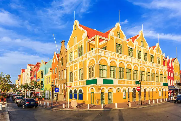 Colonial houses in Willemstad. Curacao, Netherlands Antilles