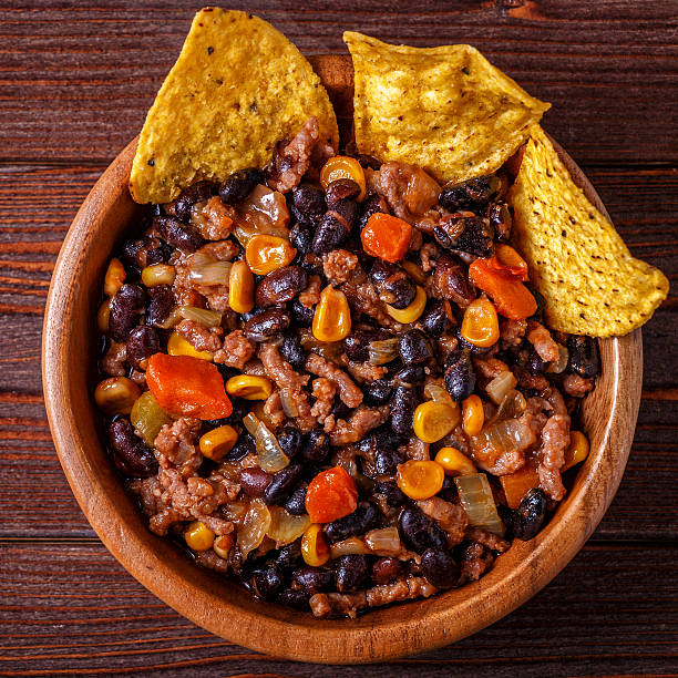 istock Chili con carne in bowl with tortilla chips. 622017706