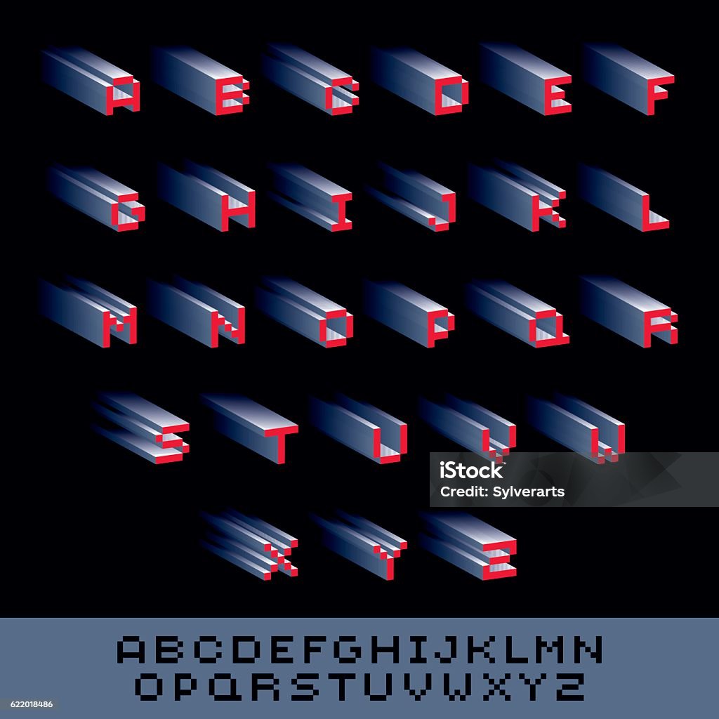 Vector Modern Tech Alphabet Letters Set Geometric Pixilated Script ...