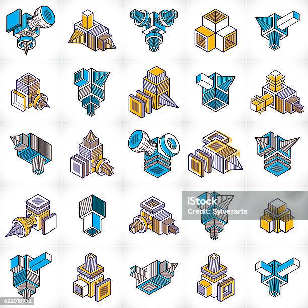 Engineer Abstract Shape Engineering Abstract Shape Vectors Set Stock Illustration - Download ...