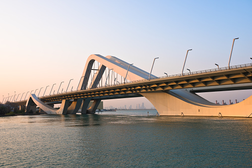 Abu Dhabi, United Arab Emirates - December 22, 2014: Sheikh Zayed Bridge view, Abu Dhabi, United Arab Emirates.