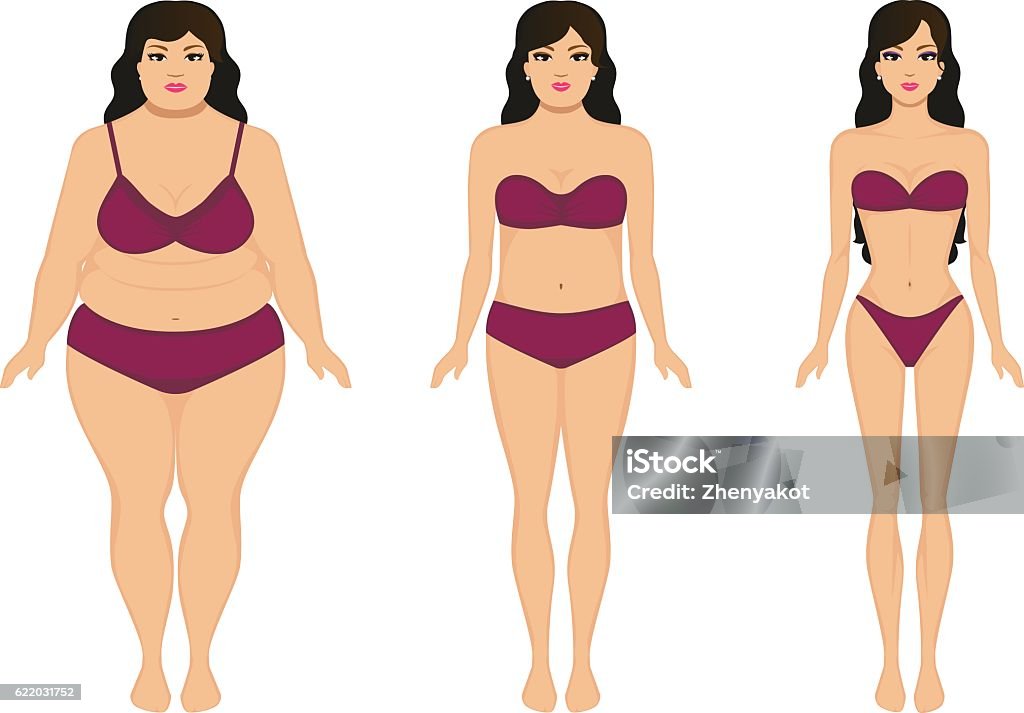 Woman Slimming Fat Slim Girl Female Weight Loss Stock Illustration -  Download Image Now - Dieting, Before and After, Overweight - iStock