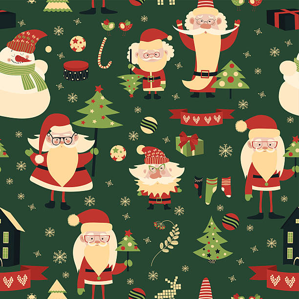 ilustraciones, imágenes clip art, dibujos animados e iconos de stock de feliz navidad y feliz año nuevo patrón perfecto. - vector illustration and painting backgrounds sock