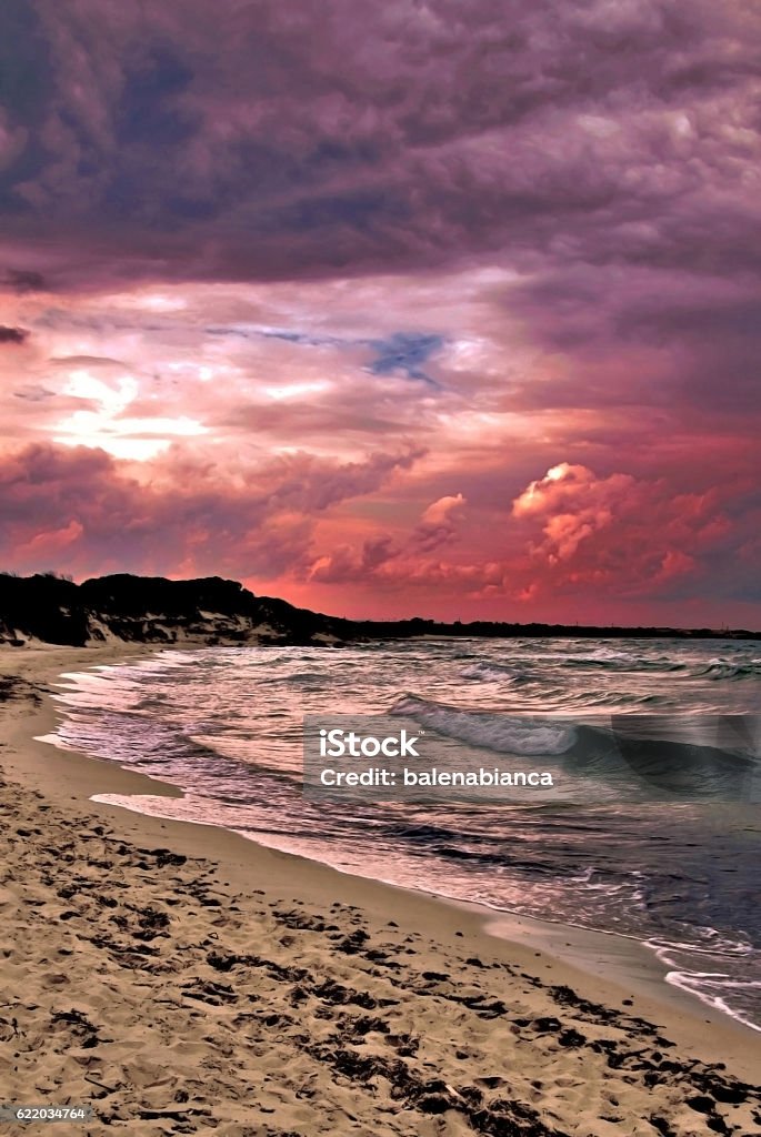 Red Sunset red sunset on the beach  Beach Stock Photo