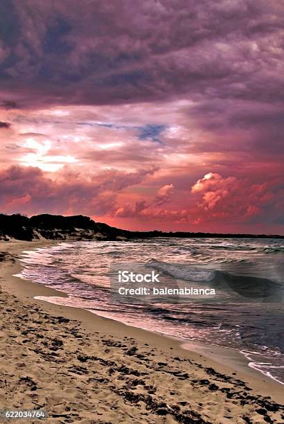 Red Sunset Stock Photo - Download Image Now - Beach, Cloud - Sky, Colors