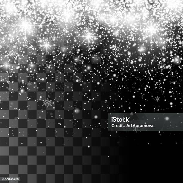 Christmas Sparkling Transparent Snowfall Stock Illustration - Download Image Now - Abstract, Bright, Computer Graphic