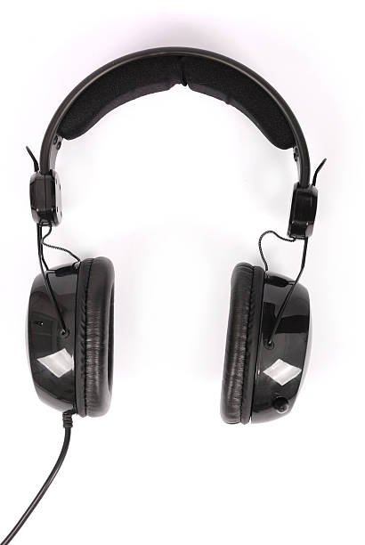 istock Black headphones white background with soft shadow 622035920