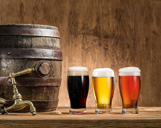 istock Glasses of  beer and ale barrel. 622036114