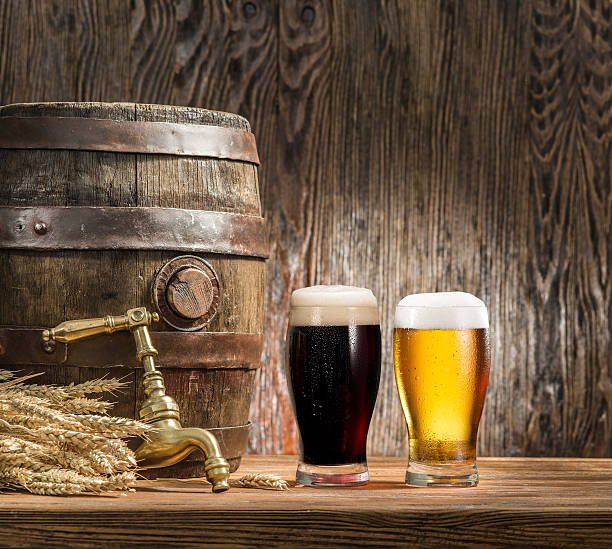 istock Glasses of  beer and ale barrel. 622036156