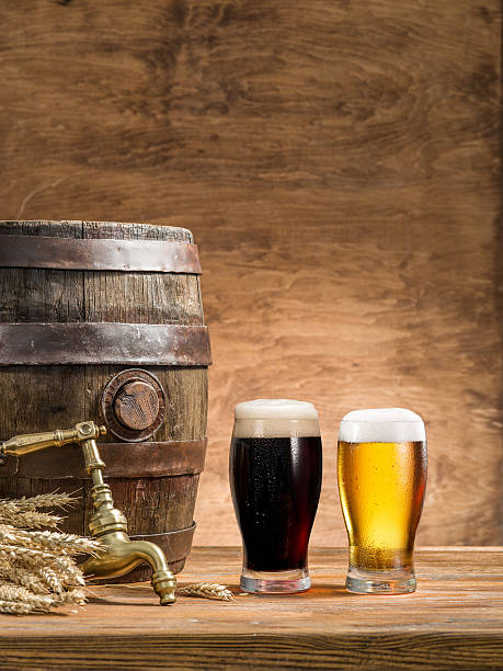 istock Glasses of  beer and ale barrel. 622036194
