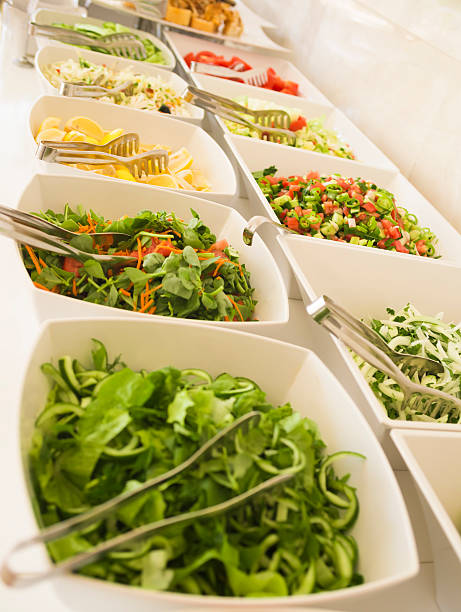 istock Salad bar with a variety of fresh vegetables. 622037604