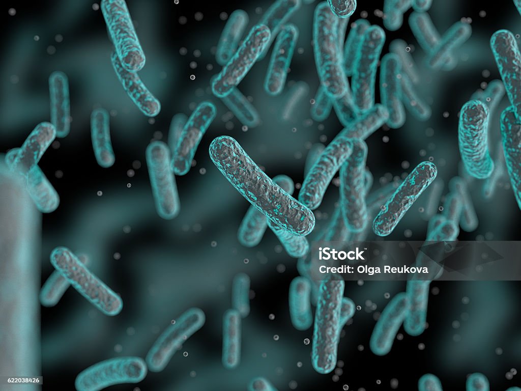 Bacteria, Microbes Bacterial colony. Scientific and Medicine illustration and background.  Bacterium Stock Photo