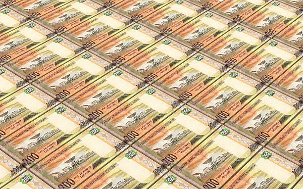 istock Gambian dalasi bills stacked background. 622042348