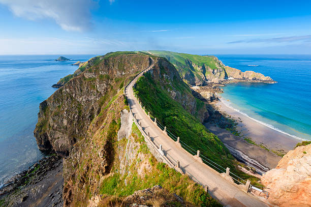 Sark Isthmus Isthmus on Sark, Channel Islands, UK. channel islands england stock pictures, royalty-free photos & images