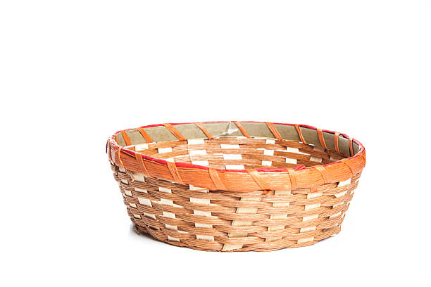 istock Empty wooden fruit or bread basket on white background 622043818