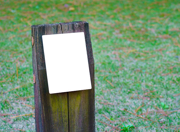 istock Wooden signboard on grass 622044592