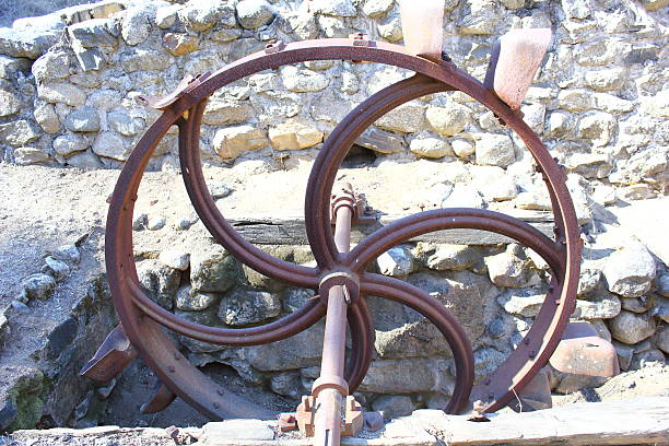 The water wheel that powered the abandoned Pala Grist Mill near San Diego, California.