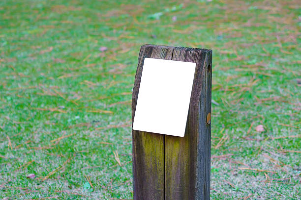 istock Wooden signboard on grass 622044720
