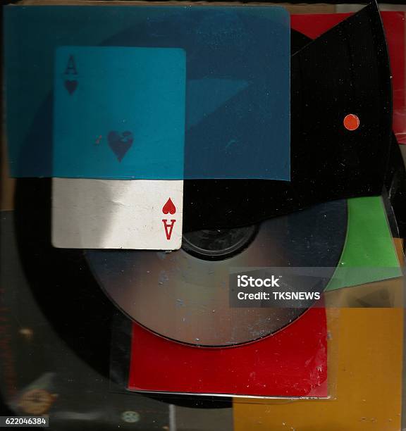 Cubist Process Layer Collage Stock Photo - Download Image Now - 45 RPM, 78 RPM, Ace