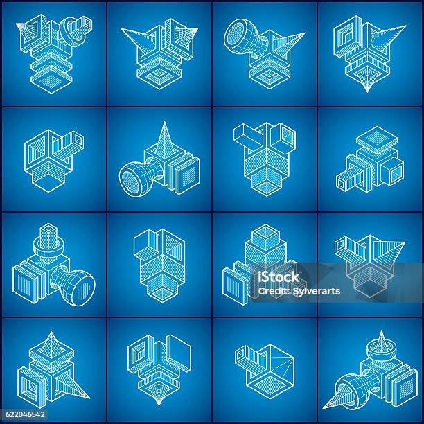 Engineer Abstract Shape Engineering Abstract Shape Vectors Set Stock Illustration - Download ...