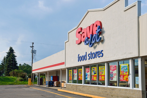 Kane, USA - July 21, 2014: Save a lot discount grocery food store exterior
